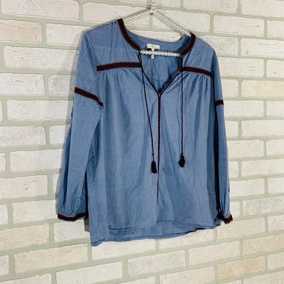 Joie Marlen Embroidered Chambray Blouse Size XS - Picture 4 of 9